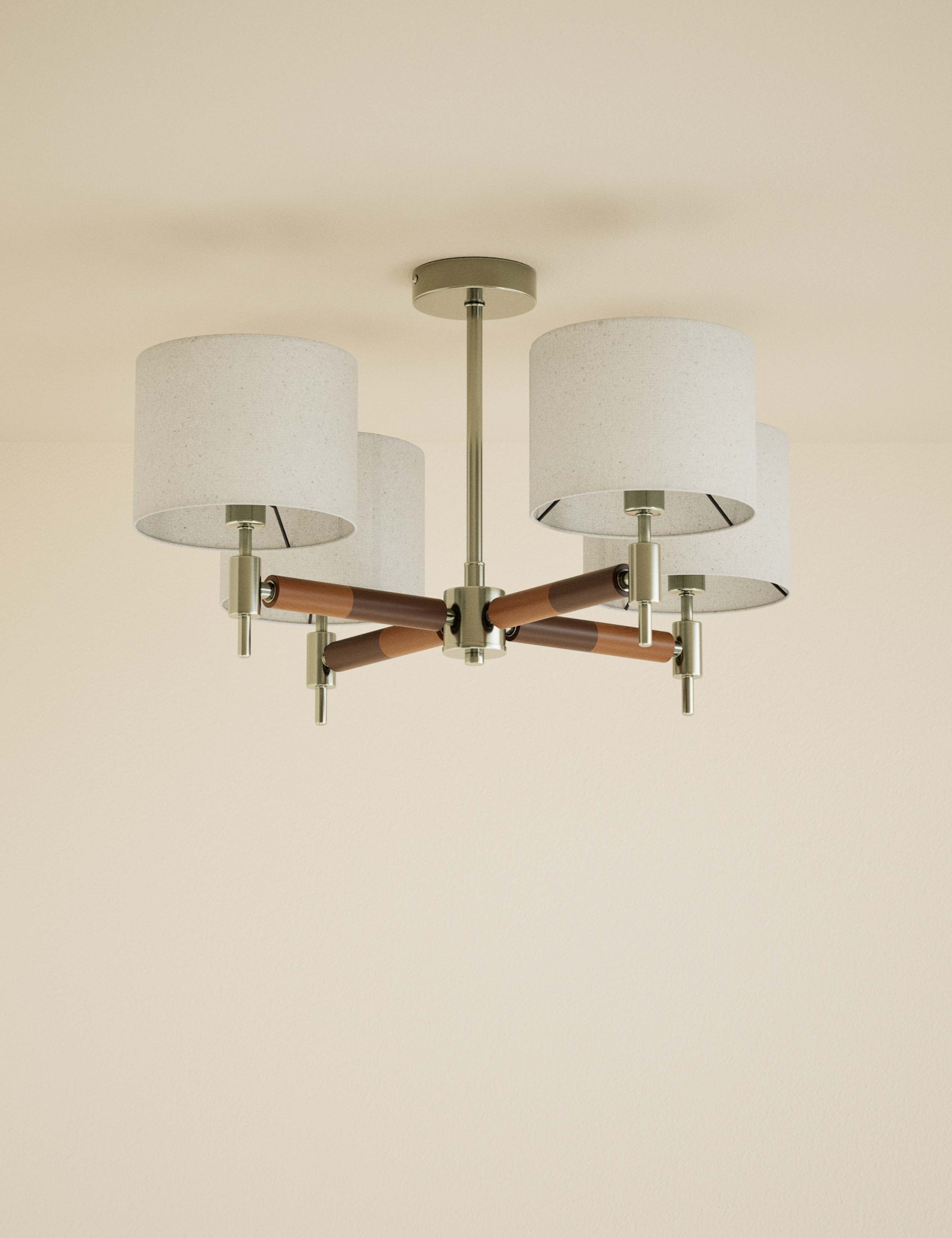 Marlowe metal flush ceiling light four-arm design - British product
