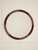Marlowe round wall mirror with two-tone wood frame, imported from the UK