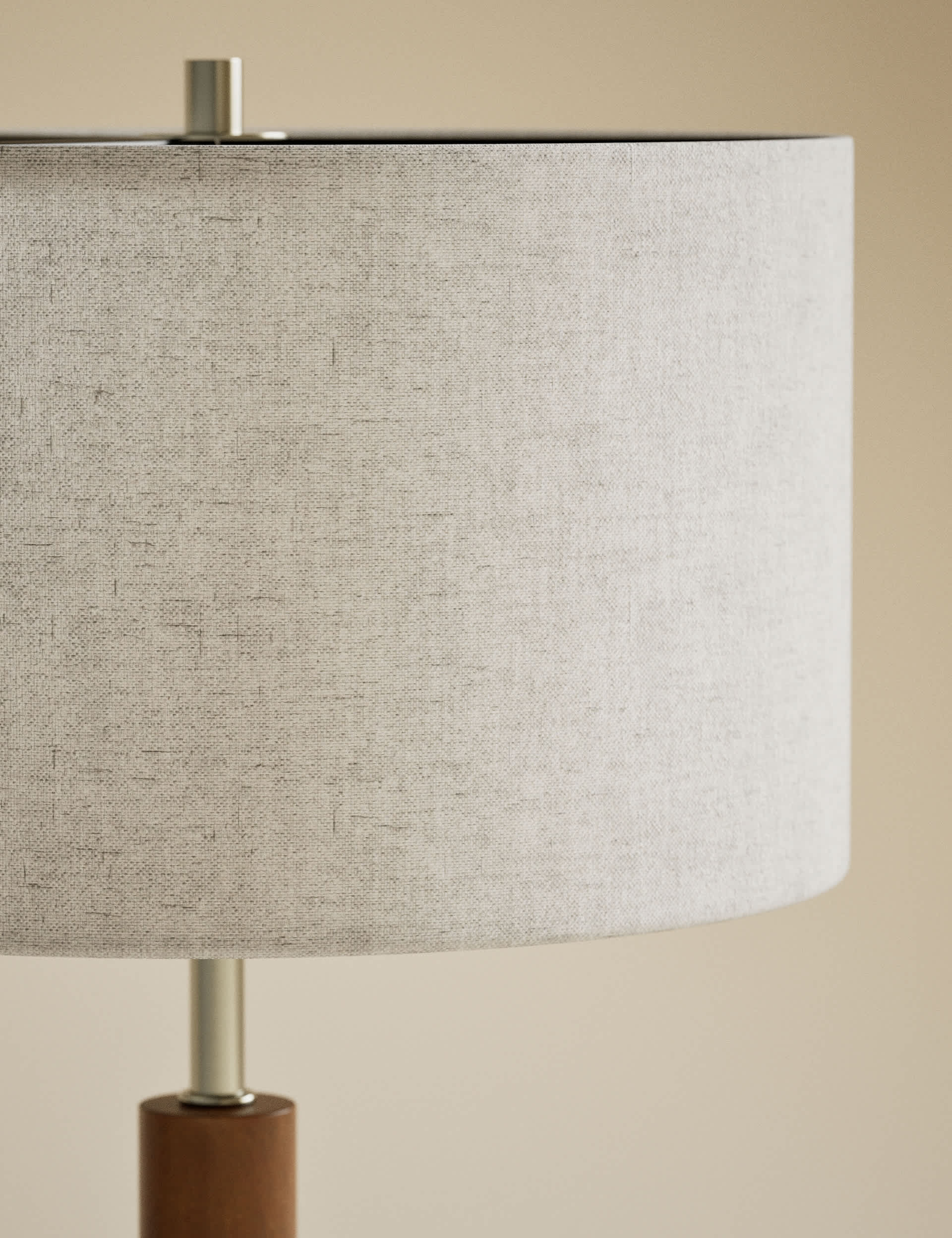 Marlowe table lamp two-tone wood column fabric shade - British product