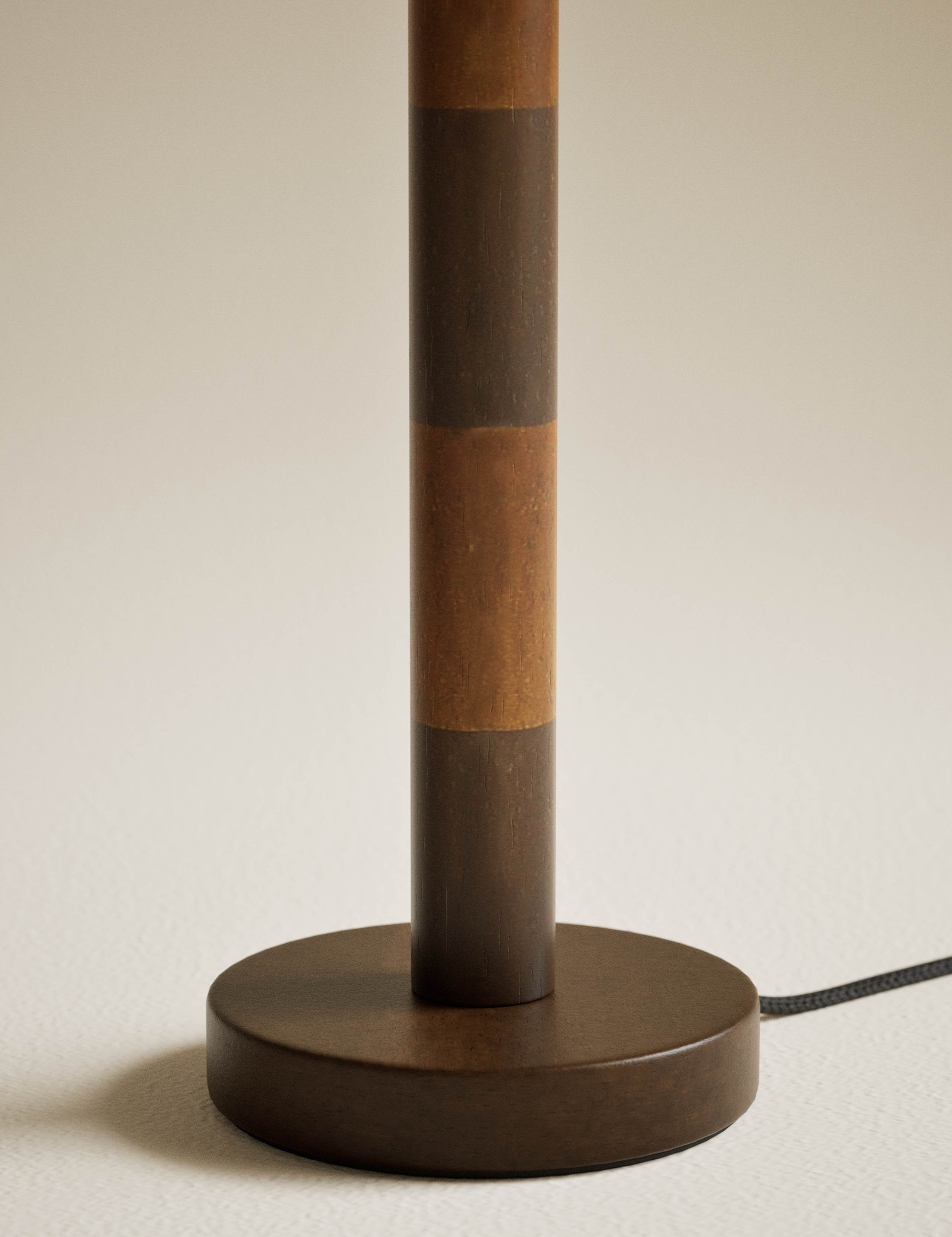 Marlowe table lamp two-tone wood column fabric shade - British product
