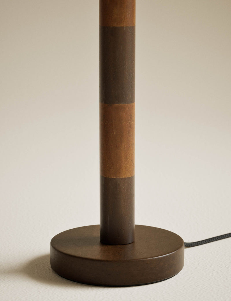 Marlowe table lamp two-tone wood column fabric shade - British product