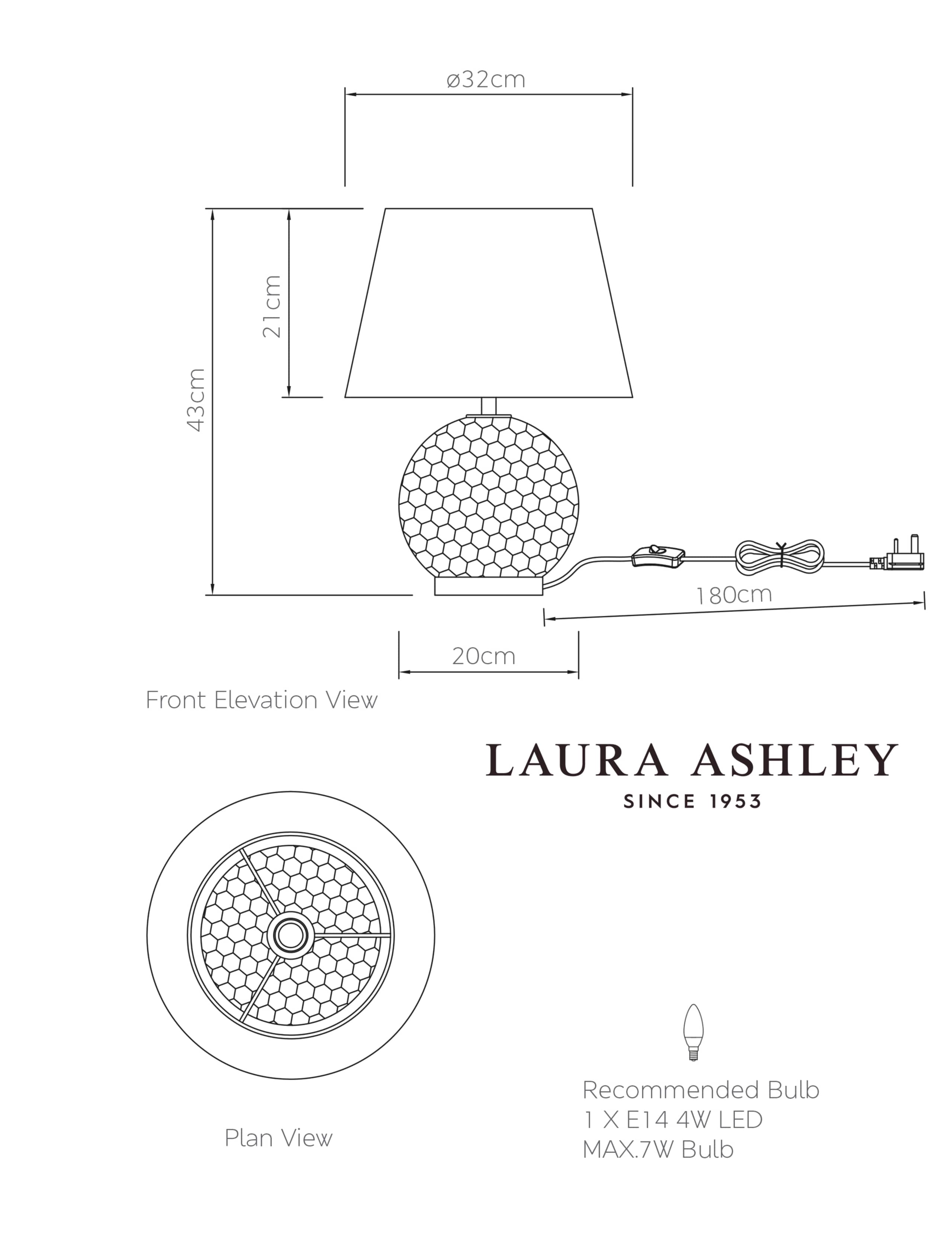 Laura Ashley Mathern table lamp mother of pearl 43cm, imported from the UK