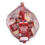 Mature cheddar cheese sticks 6 pack - British product