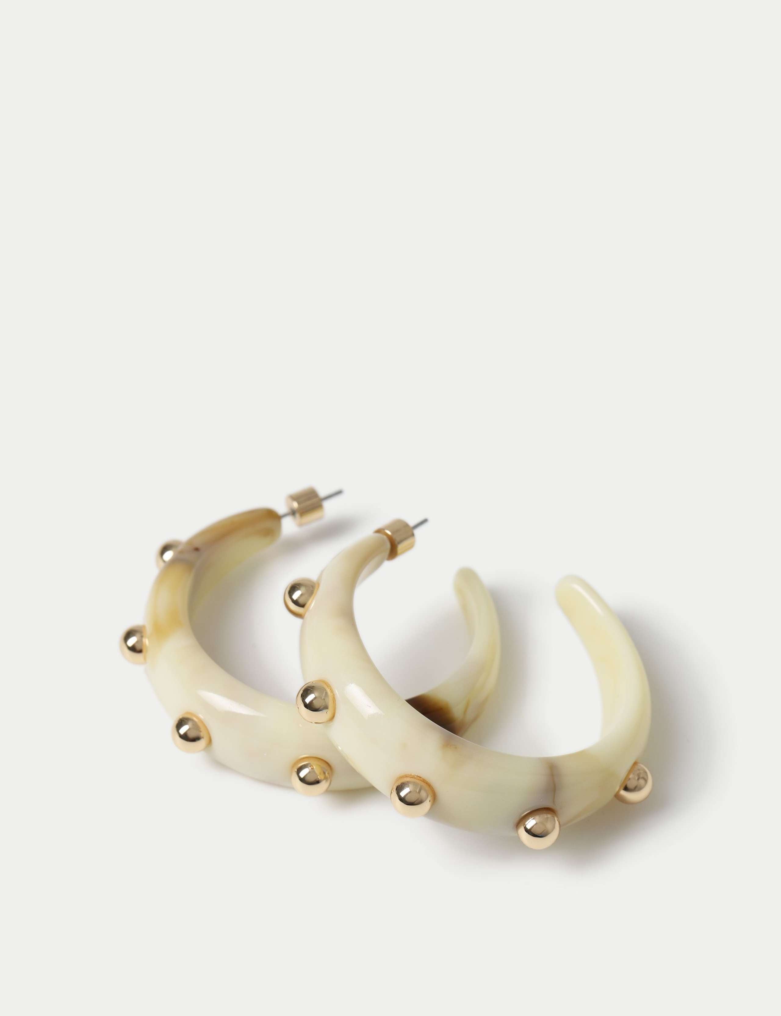 Maxi resin stud earrings, bold hoop style - British product