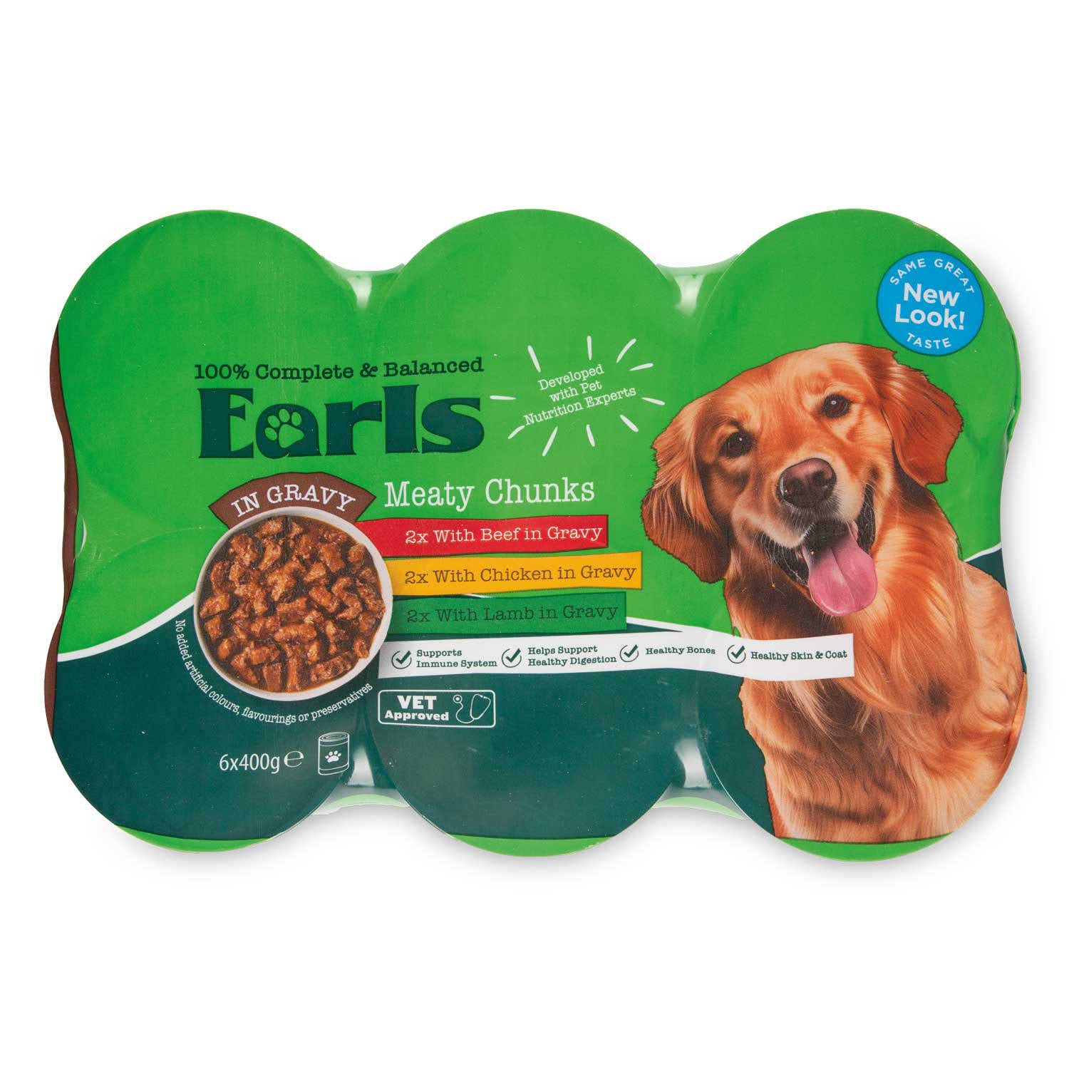 Meaty chunks in jelly dog food 6 pack 400g, UK version