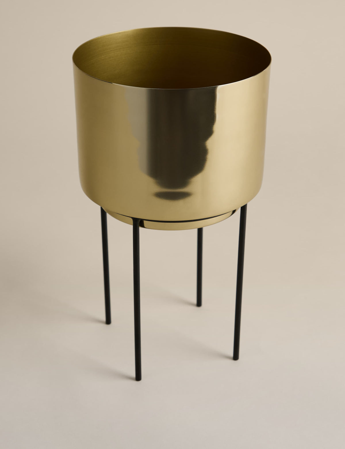 Medium gold planter with stand for houseplants - British product