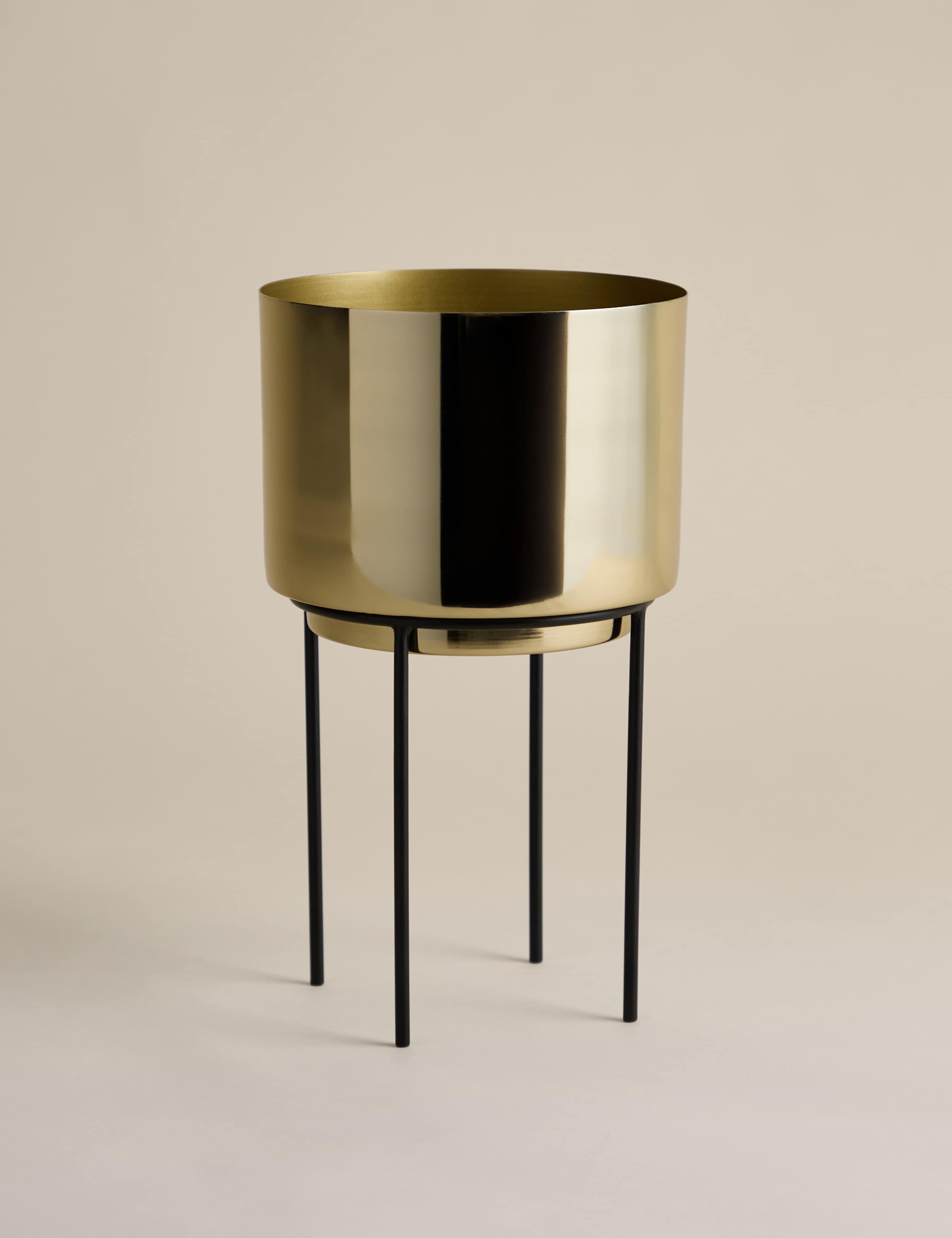 Medium gold planter with stand for houseplants - British product