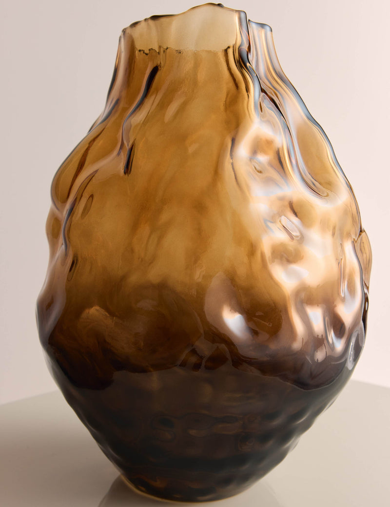 Irregular smoked glass vase medium, imported from the UK