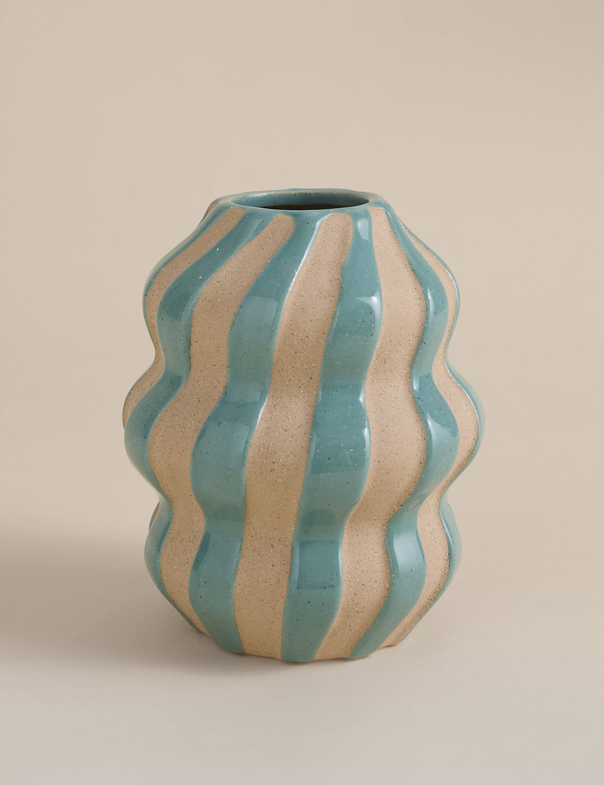 Medium striped ceramic vase 21.6cm height (British brand)