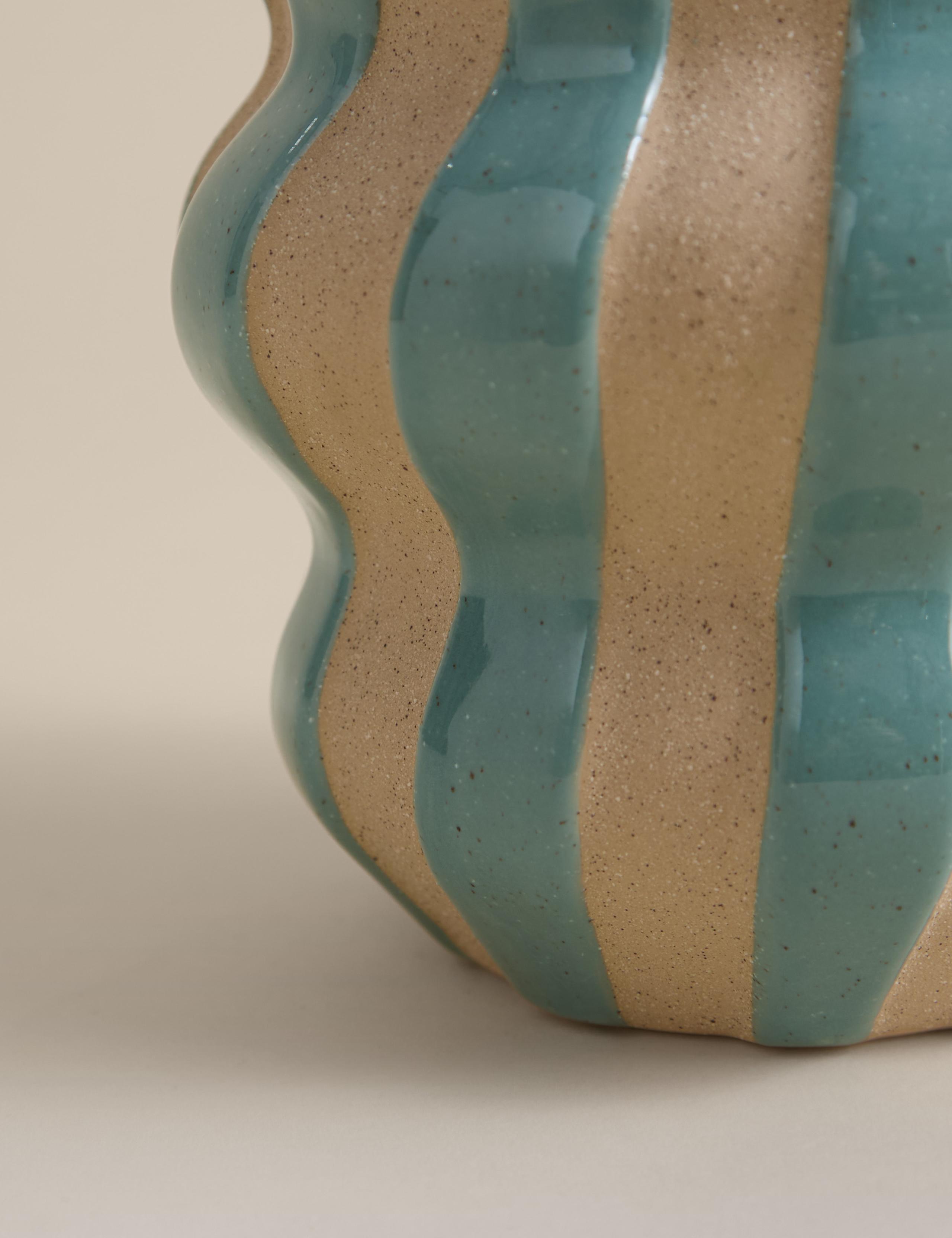 Medium striped ceramic vase 21.6cm height (British brand)