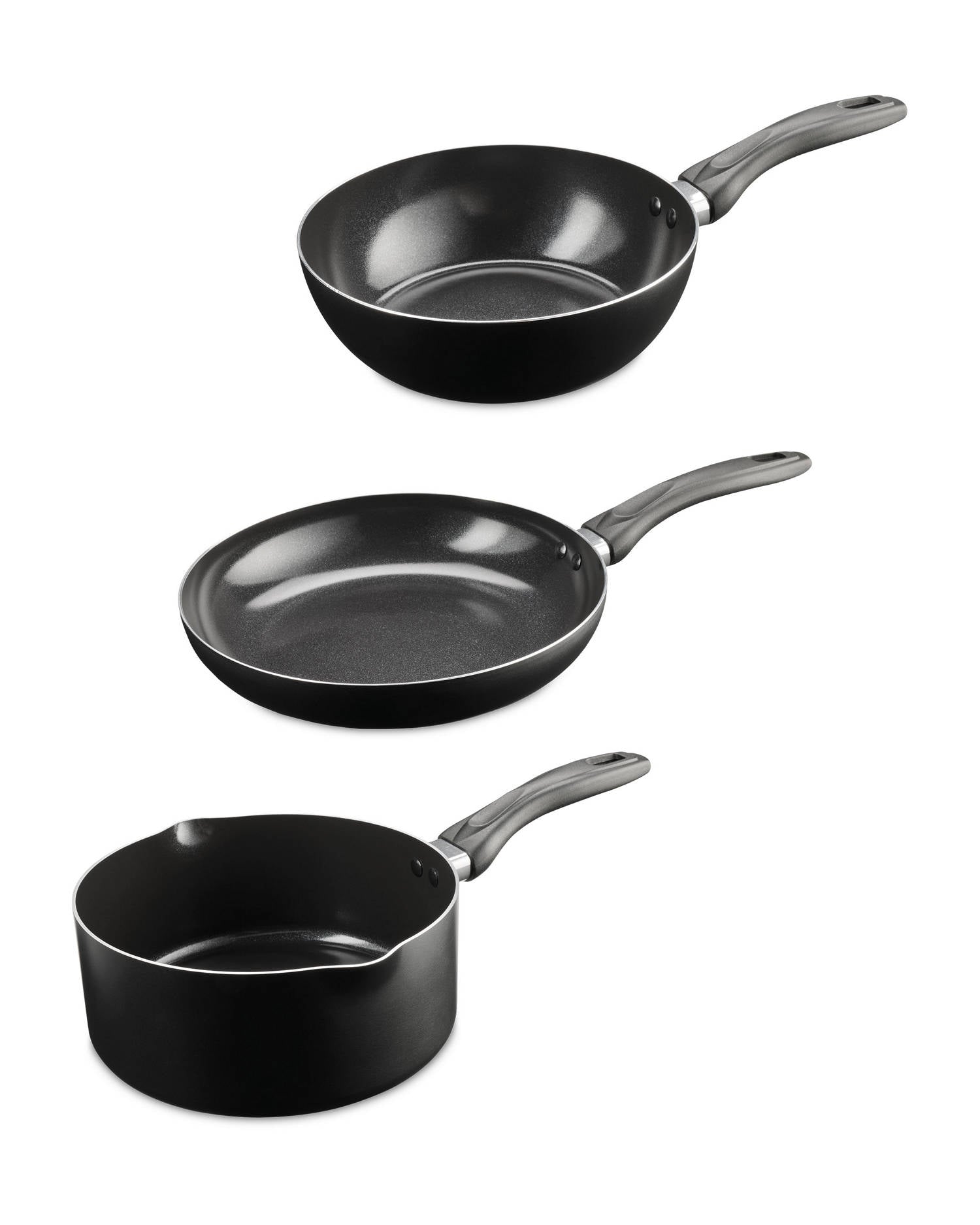 Medium pan assortment, dishwasher safe and induction compatible - British product