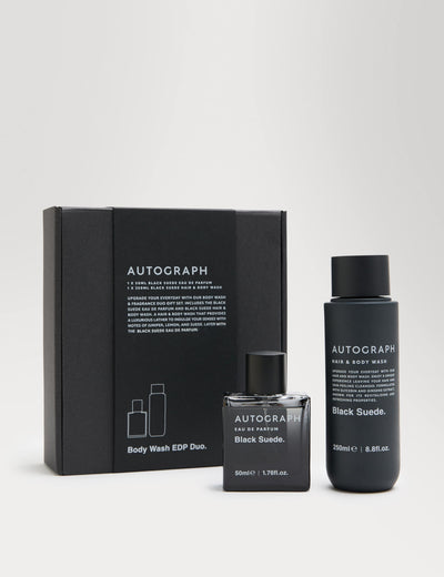 M&S Autograph Men's Body Wash & Eau de Parfum Gift Set Black Suede 50ml & 200ml- Buy online at McGrocer