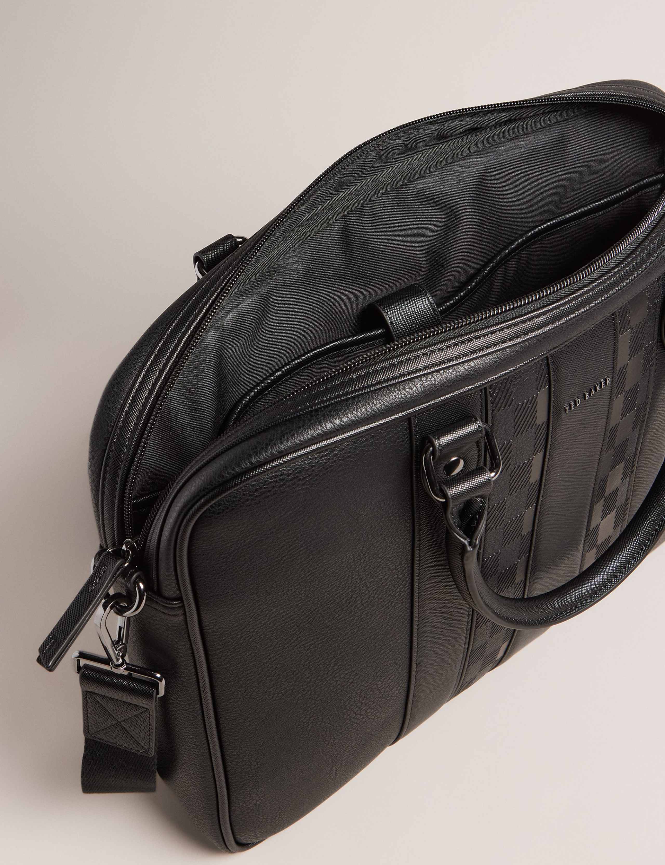 Ted Baker check design faux leather messenger bag, imported from the UK