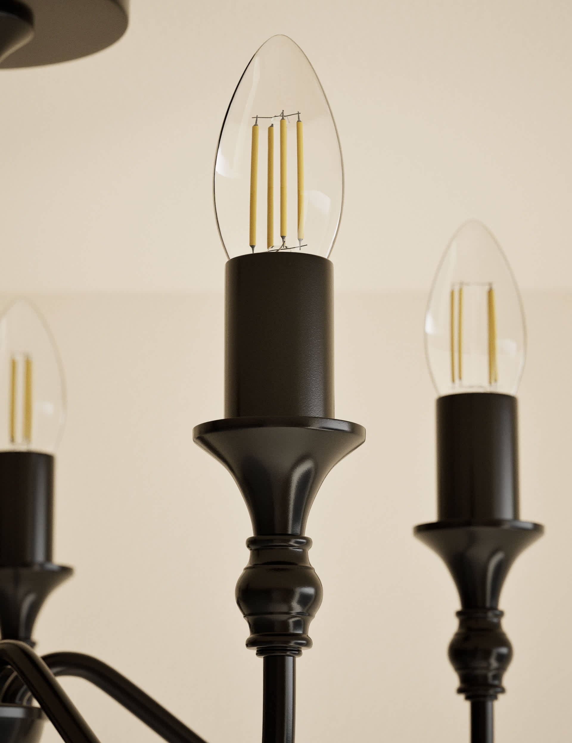 Metal flush chandelier with five lights, imported from the UK