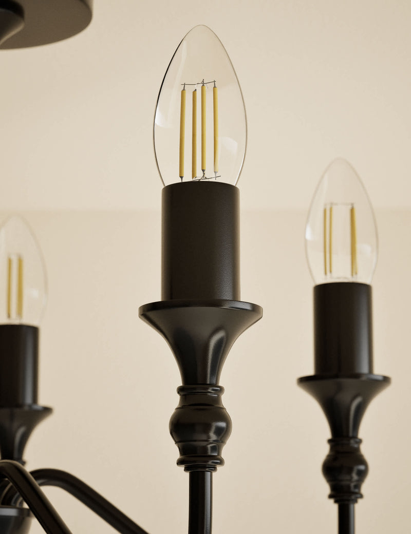 Metal flush chandelier with five lights, imported from the UK