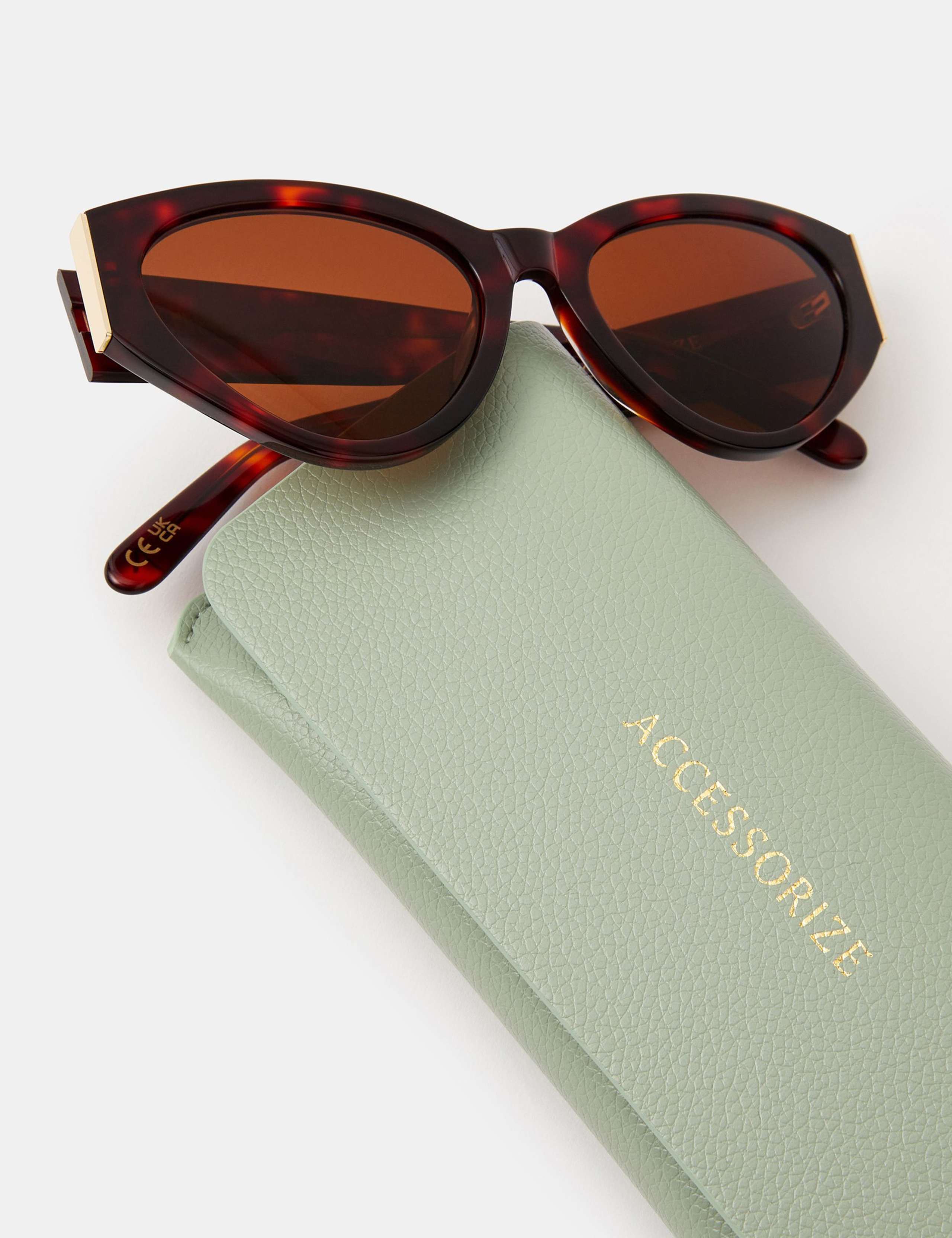 Accessorize cat eye sunglasses tortoiseshell metal detail (British brand)
