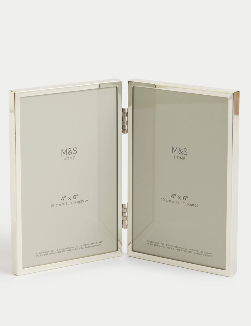 Double photo frame 4x6 inch metal hinged design, UK version