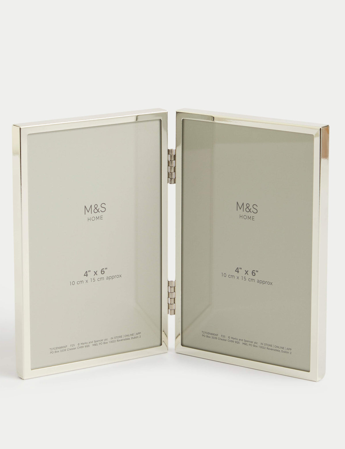 Double photo frame 4x6 inch metal hinged design, UK version