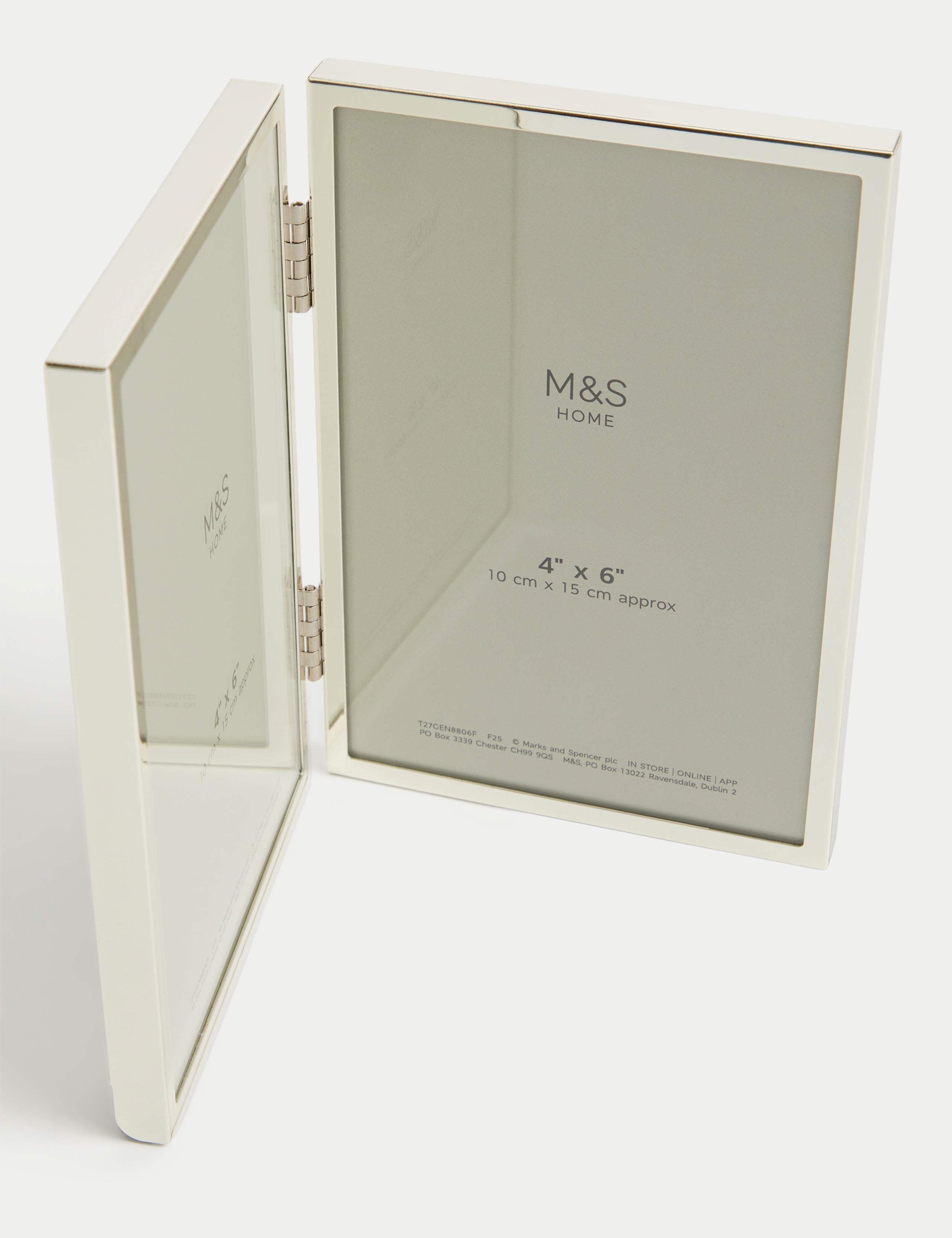 Double photo frame 4x6 inch metal hinged design, UK version