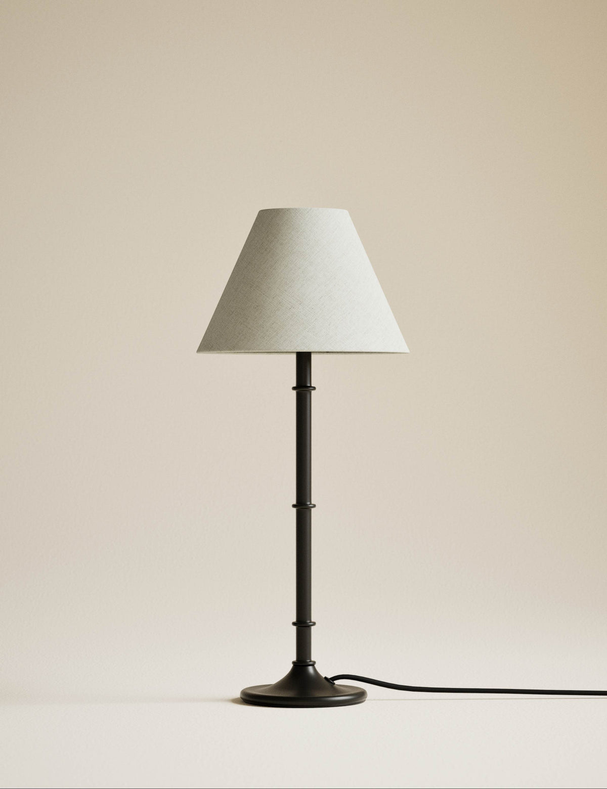 Metal Ribbed Table Lamp with linen shade (British brand)