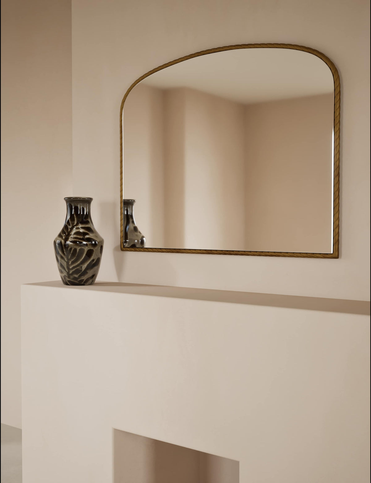 Metal twisted overmantel wall mirror, 100cm by 80cm (British brand)