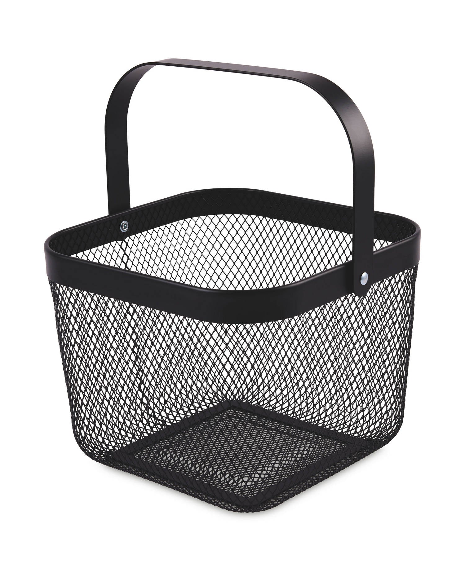Metal Storage Basket with Bamboo or Metal Handle (24.5cm x 24.5cm x 17.5cm)