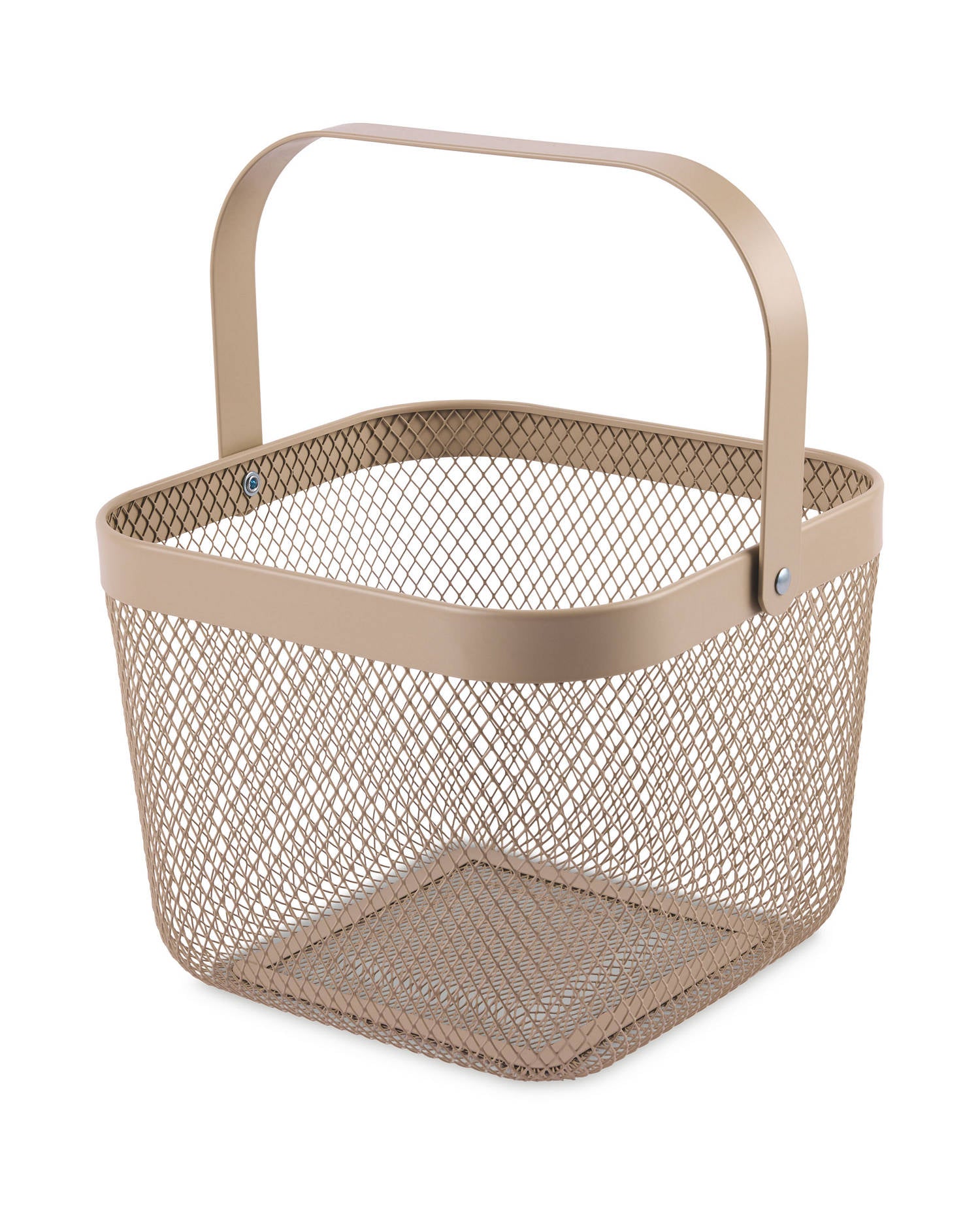 Metal Storage Basket with Bamboo or Metal Handle (24.5cm x 24.5cm x 17.5cm)