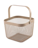 Metal Storage Basket with Bamboo or Metal Handle (24.5cm x 24.5cm x 17.5cm)
