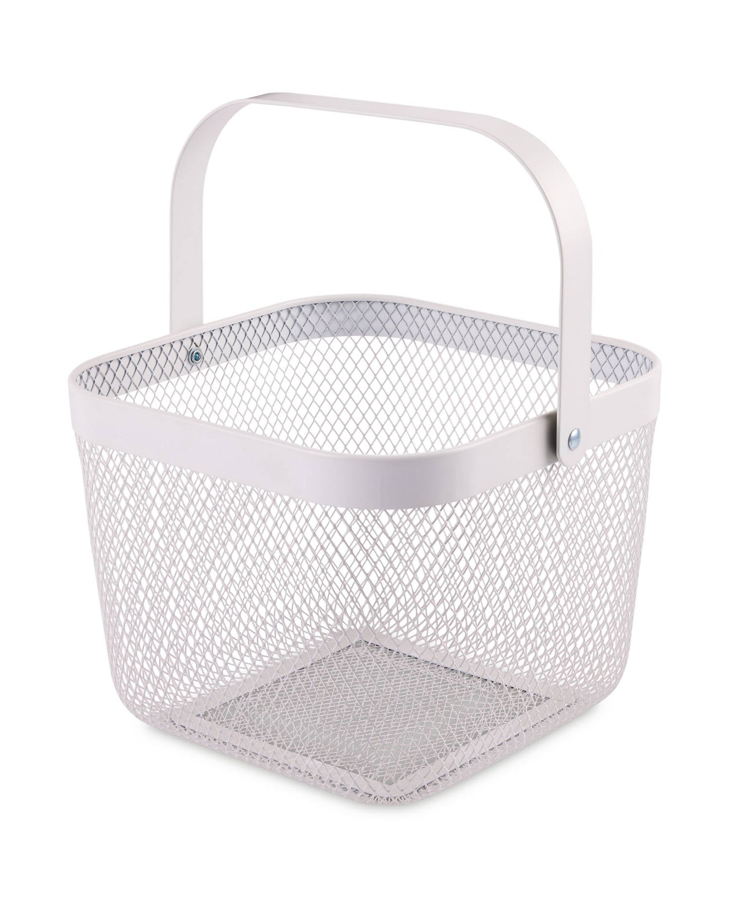 Metal Storage Basket with Bamboo or Metal Handle (24.5cm x 24.5cm x 17.5cm)