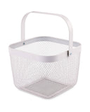Metal Storage Basket with Bamboo or Metal Handle (24.5cm x 24.5cm x 17.5cm)