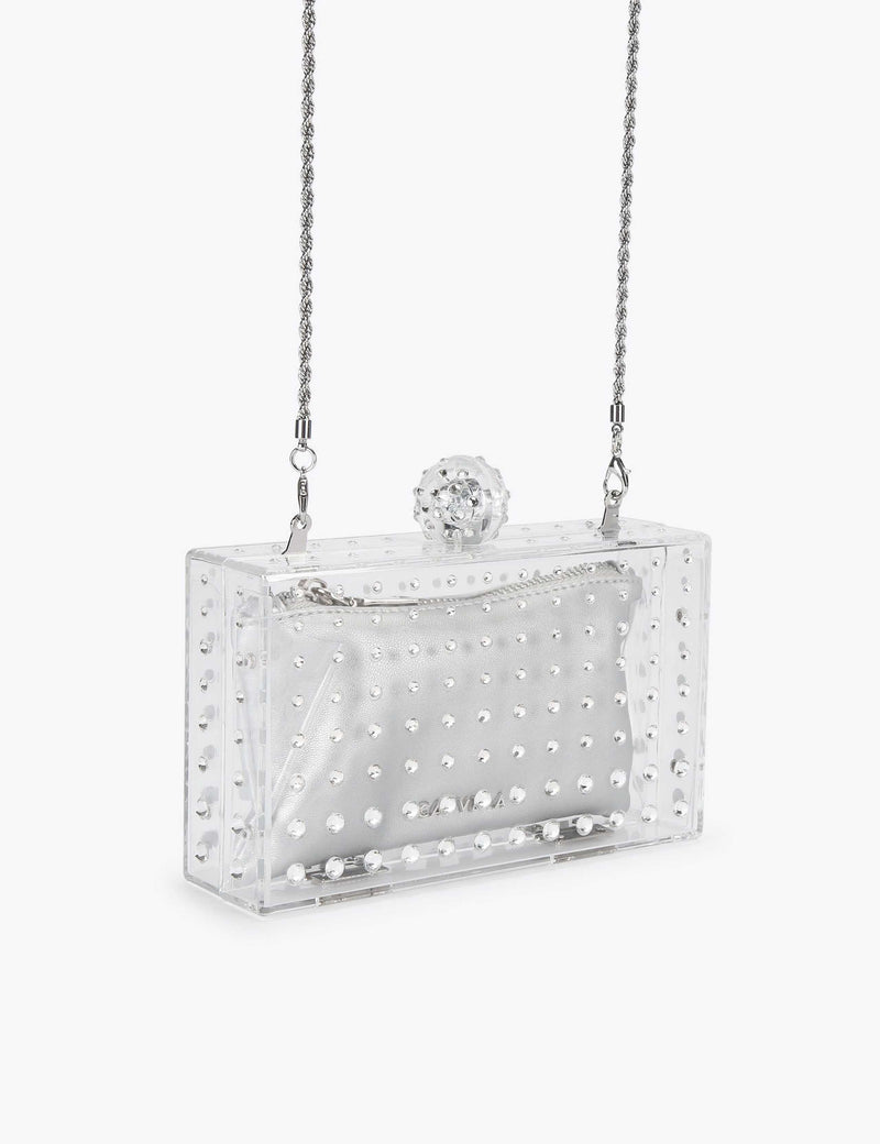 Carvela diamante chain strap clutch bag clear perspex (British brand)