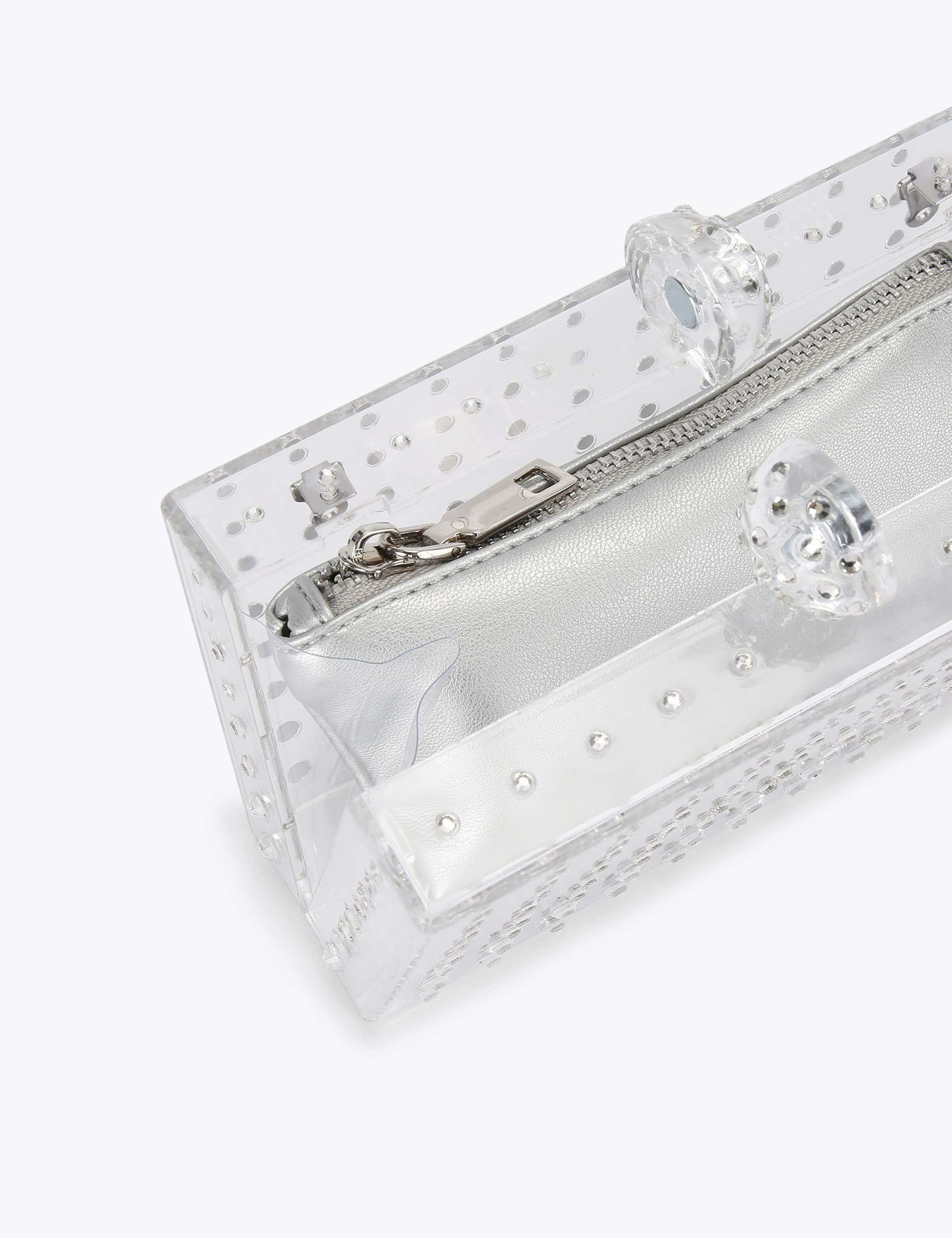 Carvela diamantkjede stropp lommebokveske klar perspex (britisk merke)