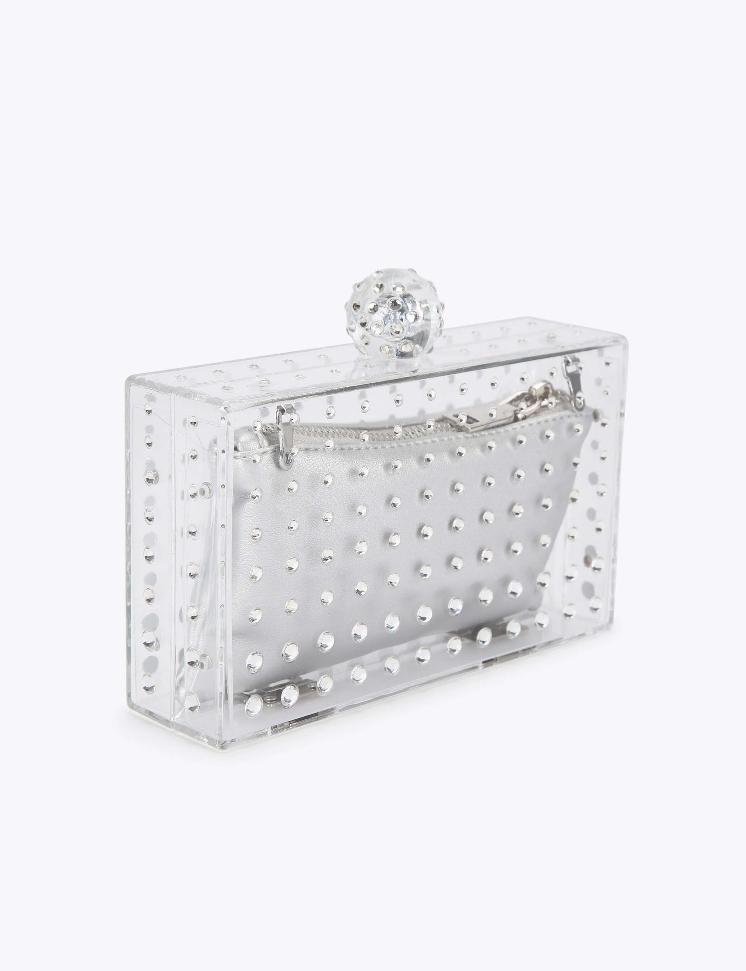 Carvela diamante chain strap clutch bag clear perspex (British brand)