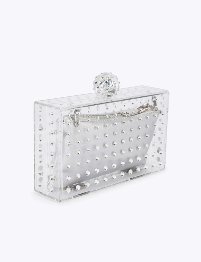 Carvela diamante chain strap clutch bag clear perspex (British brand)