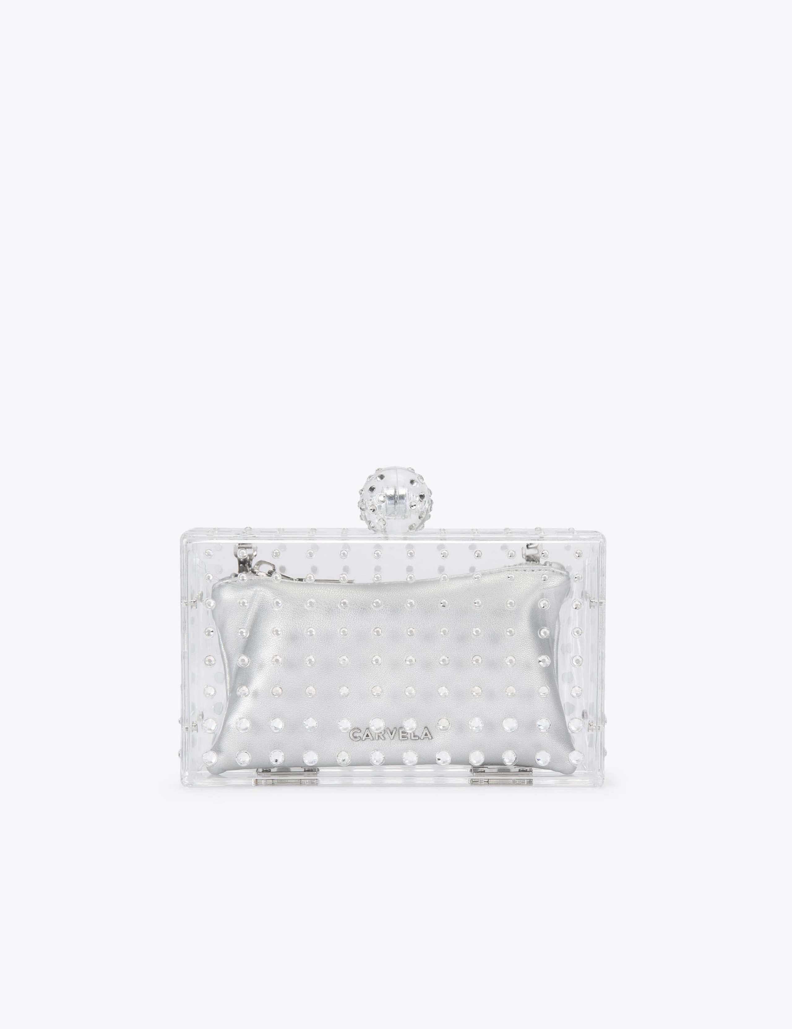 Carvela diamante chain strap clutch bag clear perspex (British brand)