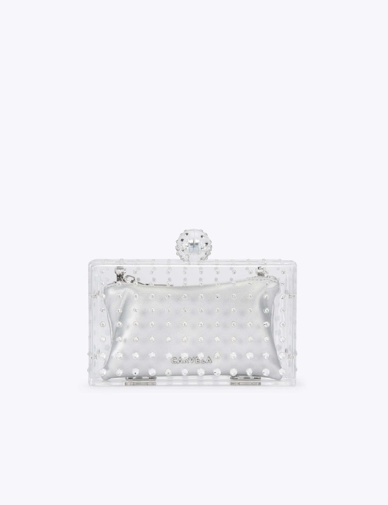 Carvela diamante chain strap clutch bag clear perspex (British brand)