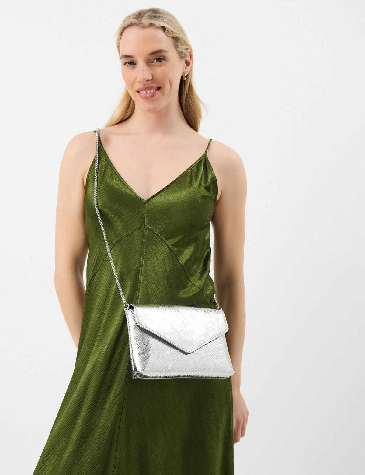 Accessorize metallic envelope cross body bag, imported from the UK