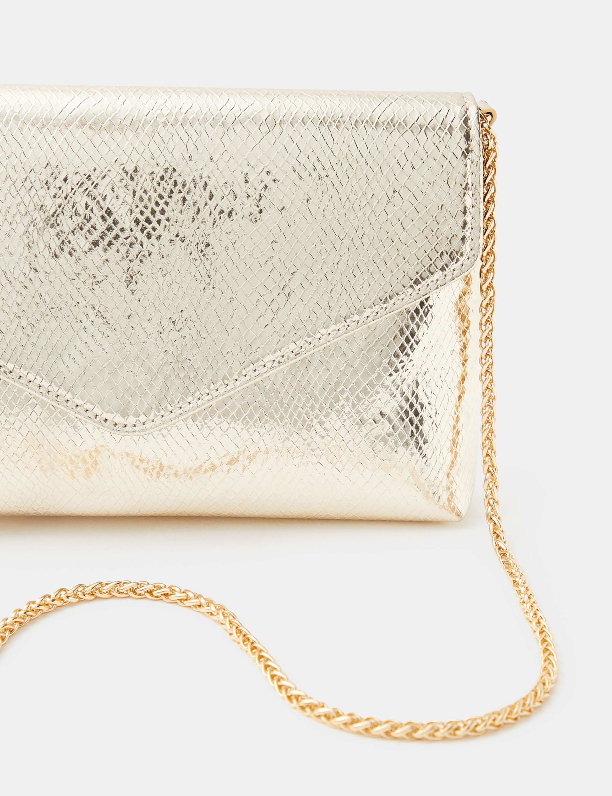 Accessorize metallic envelope cross body bag golden, imported from the UK