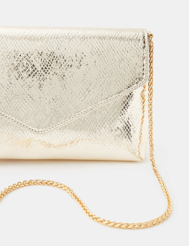 Accessorize metallic envelope cross body bag golden, imported from the UK