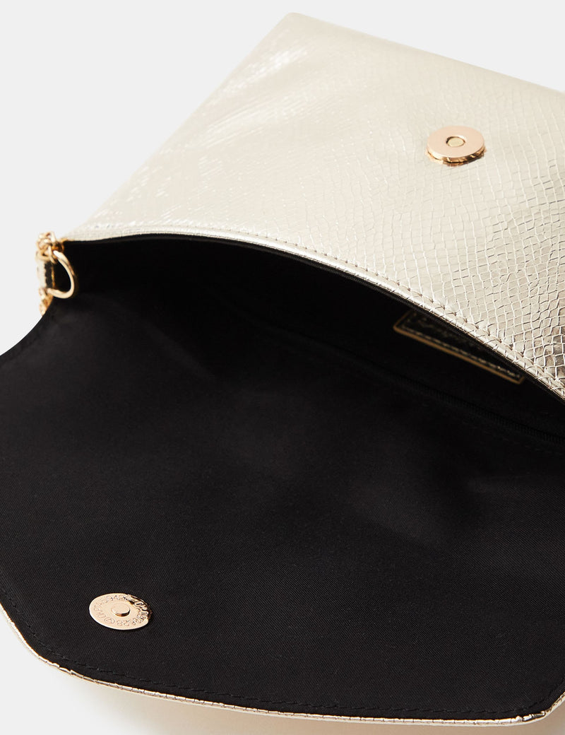 Accessorize metallic envelope cross body bag golden, imported from the UK