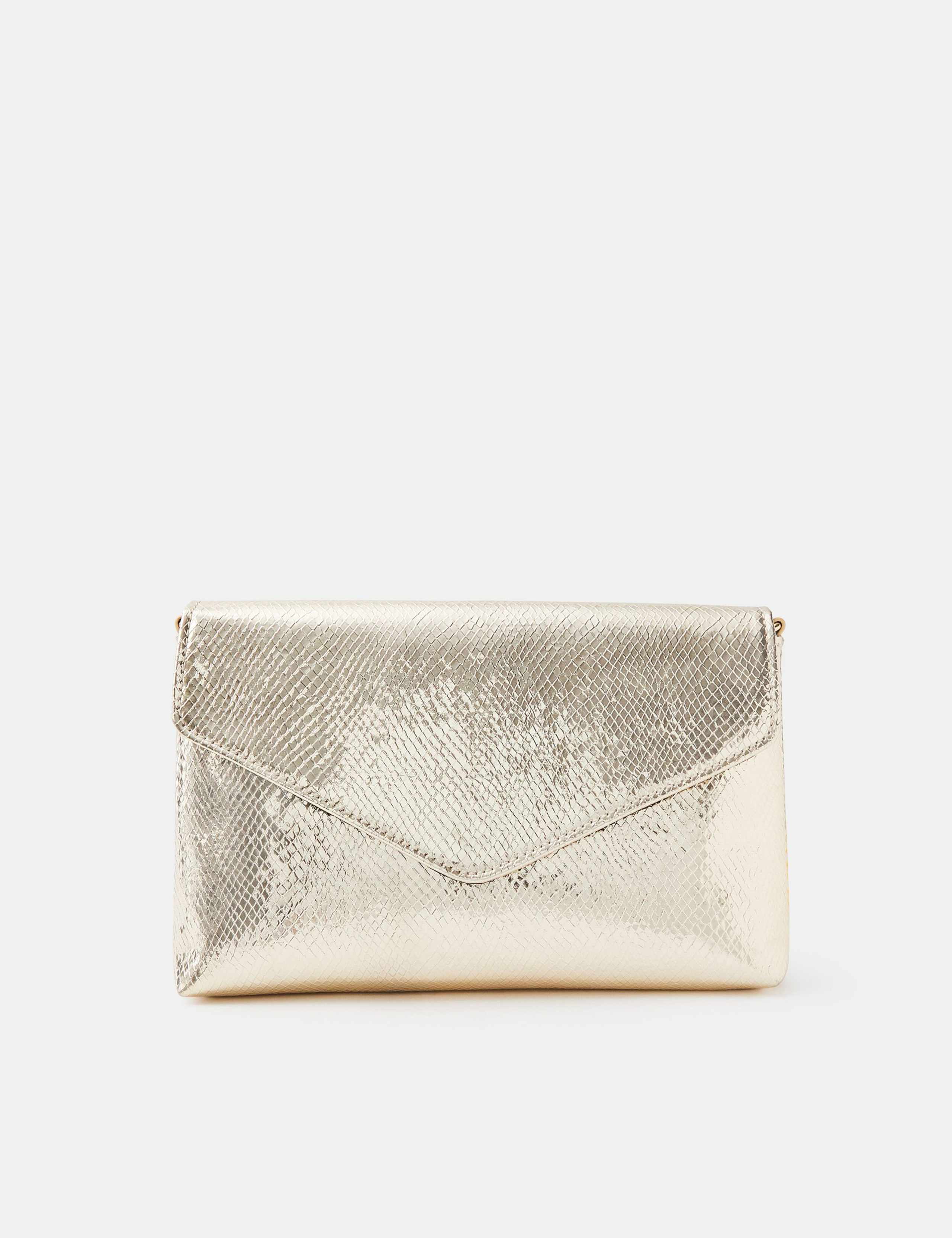 Accessorize metallic envelope cross body bag golden, imported from the UK