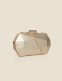 Sosandar geometric chain strap clutch bag metallic (British brand)