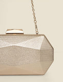 Sosandar geometric chain strap clutch bag metallic (British brand)