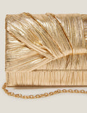 Monsoon metallic pleated chain strap clutch bag, UK version