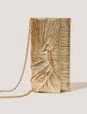 Monsoon metallic pleated chain strap clutch bag, UK version
