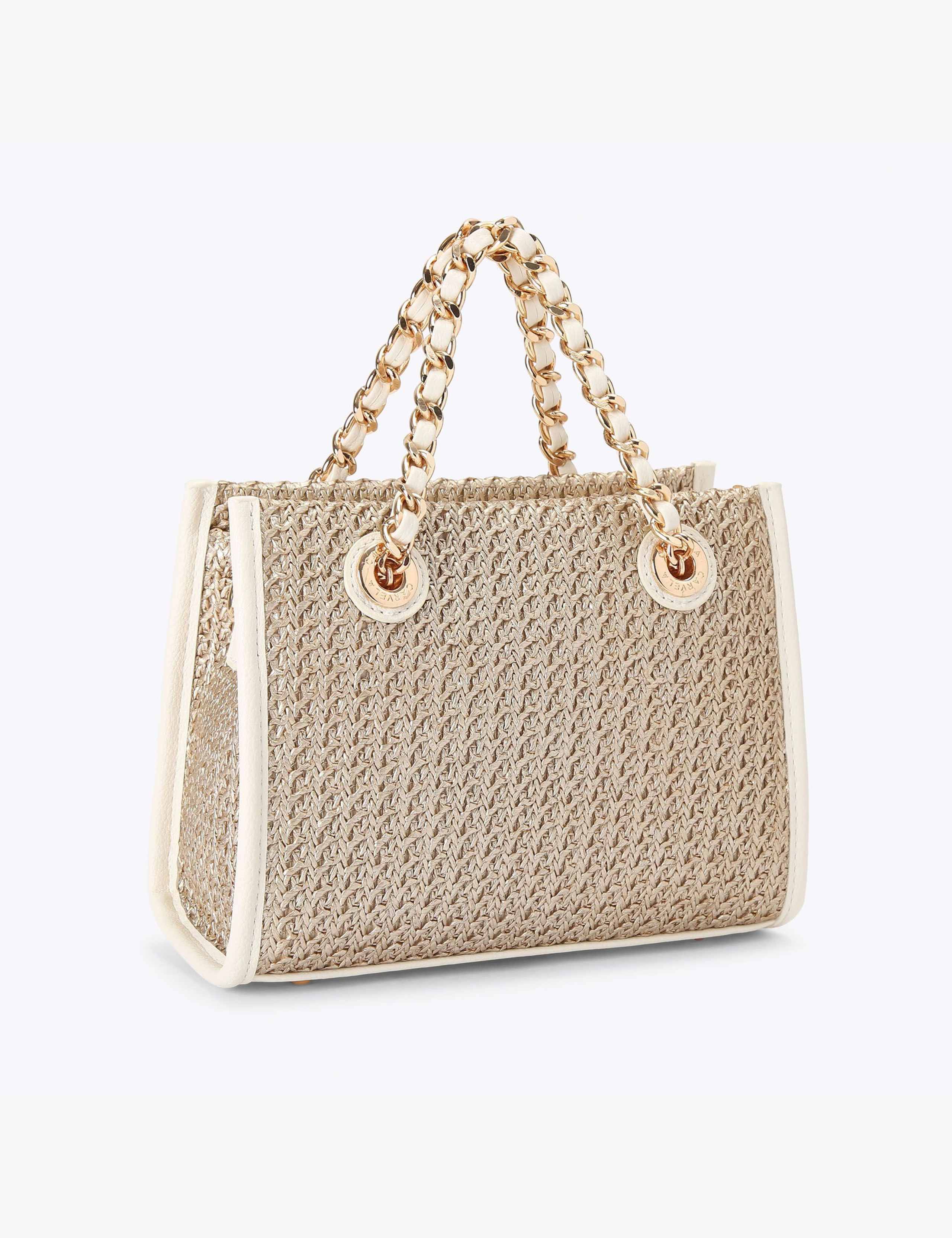 Carvela metallic raffia tote bag with starfish embellishments, imported from the UK