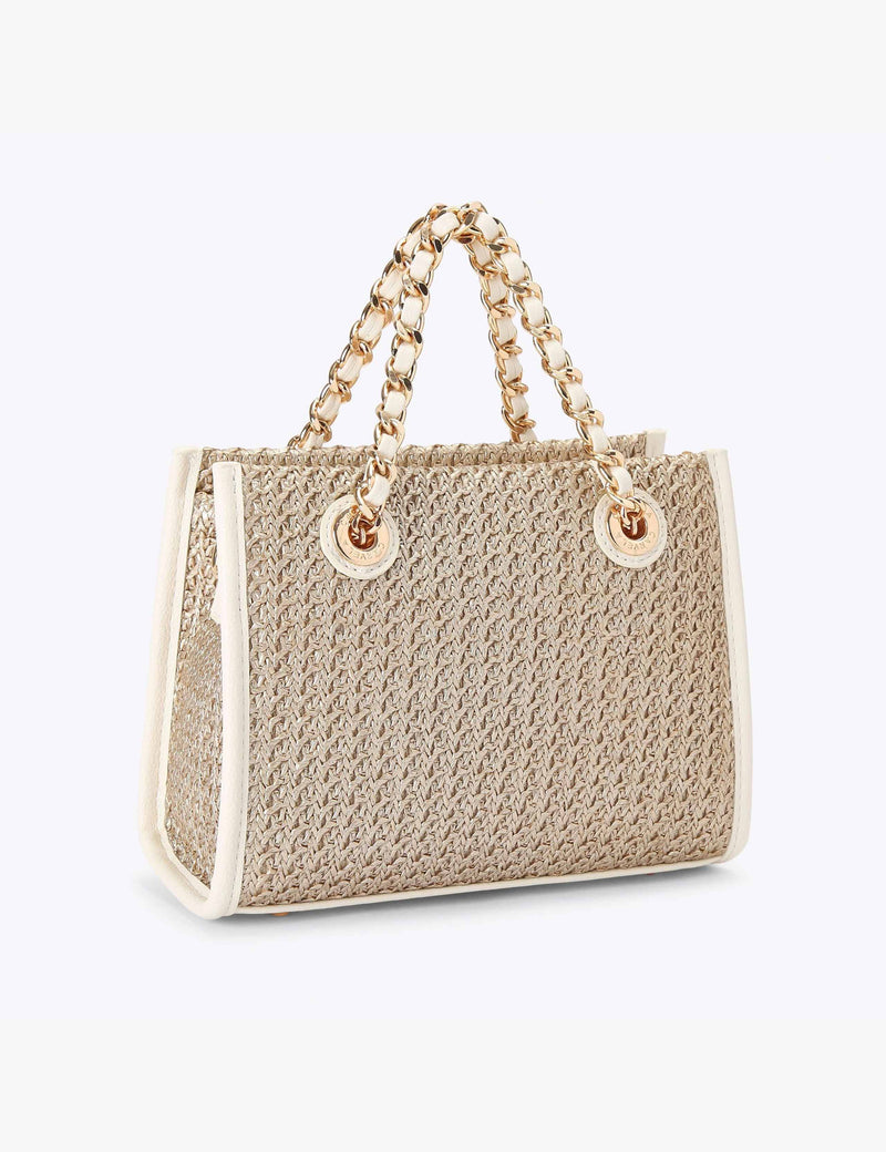 Carvela metallic raffia tote bag with starfish embellishments, imported from the UK
