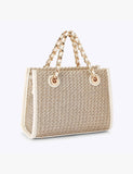 Carvela metallic raffia tote bag with starfish embellishments, imported from the UK