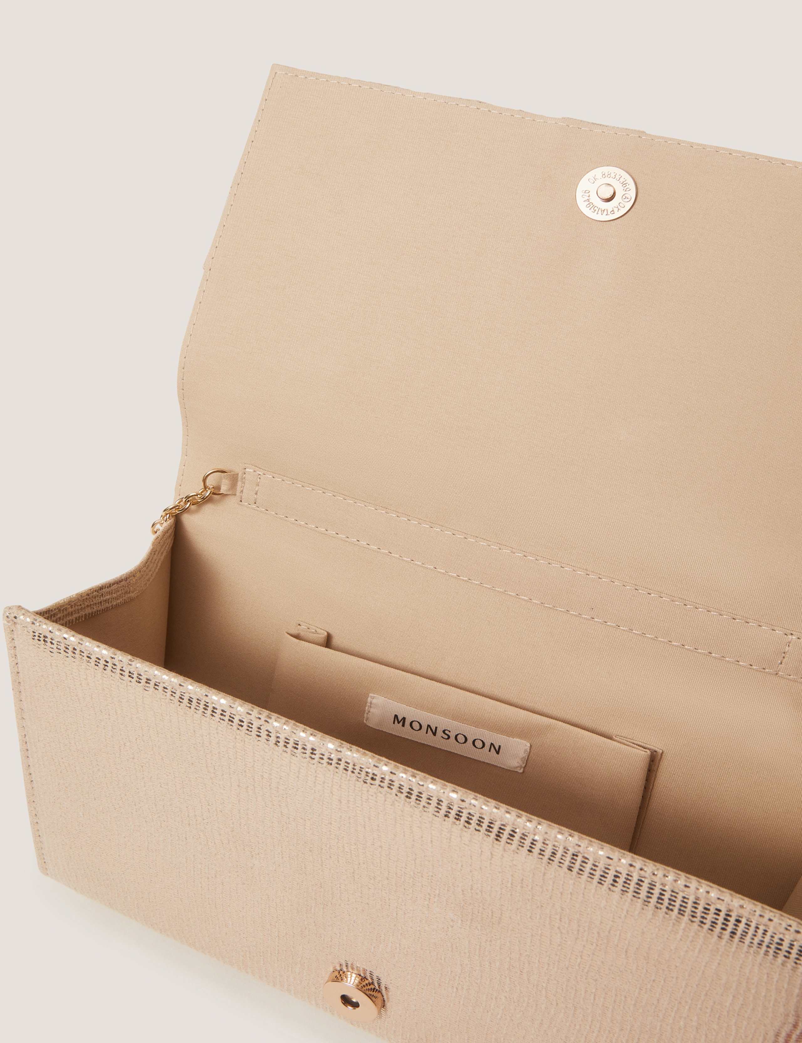 Monsoon metallic twist knot clutch bag, imported from the UK