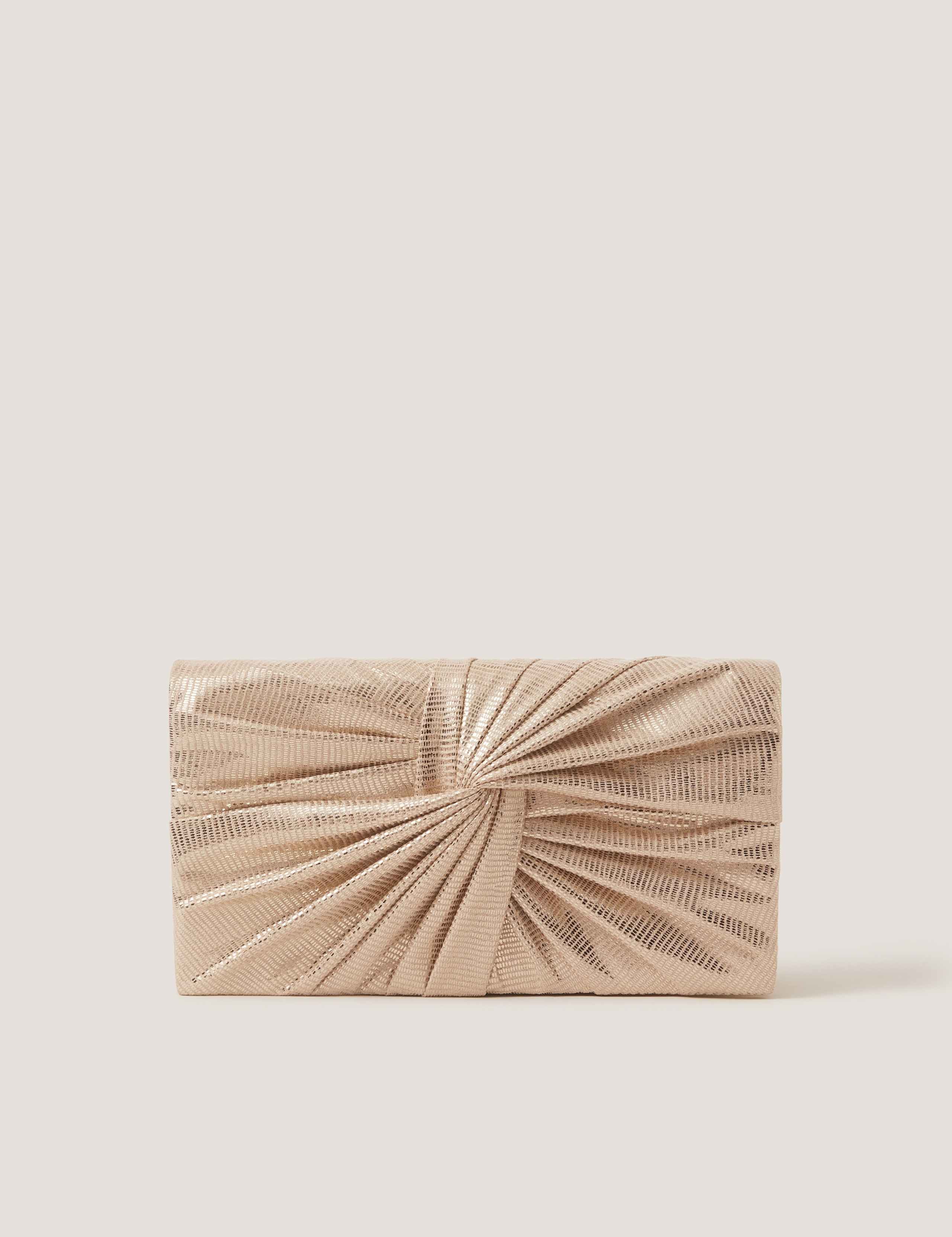 Monsoon metallic twist knot clutch bag, imported from the UK